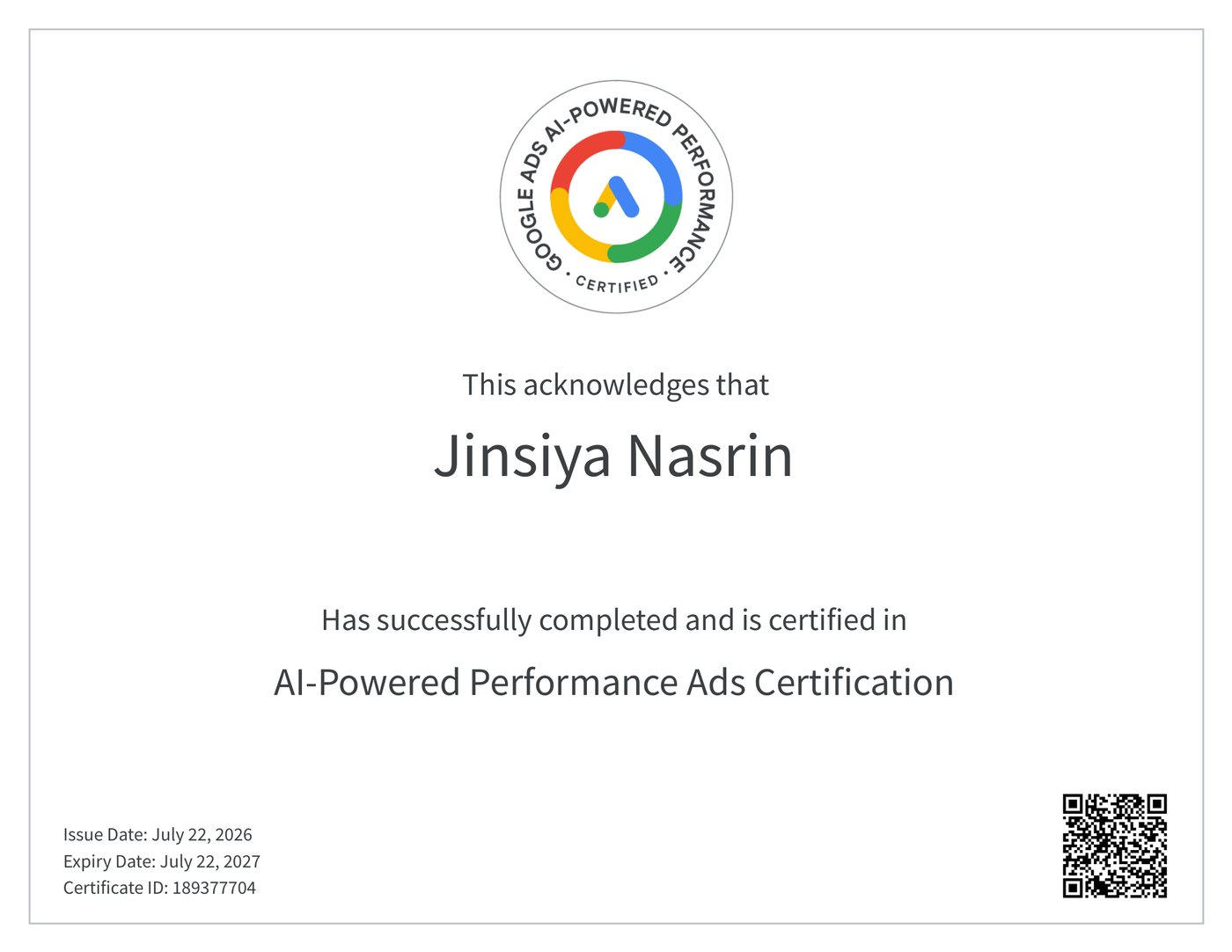 Google Ads AI-Powered Performance Ads Certification